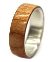 Birch and silver custom wood ring for wedding