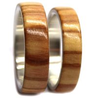 Silver wooden ring set with olivewood for engagement