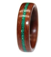 Rosewood with custom wooden ring and turquoise inlay