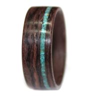 Bolivian Rosewood with Turquoise Inlay Wooden Bentwood Ring