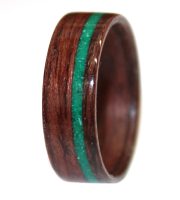 wooden ring of bolivian rosewood and malachite inlay