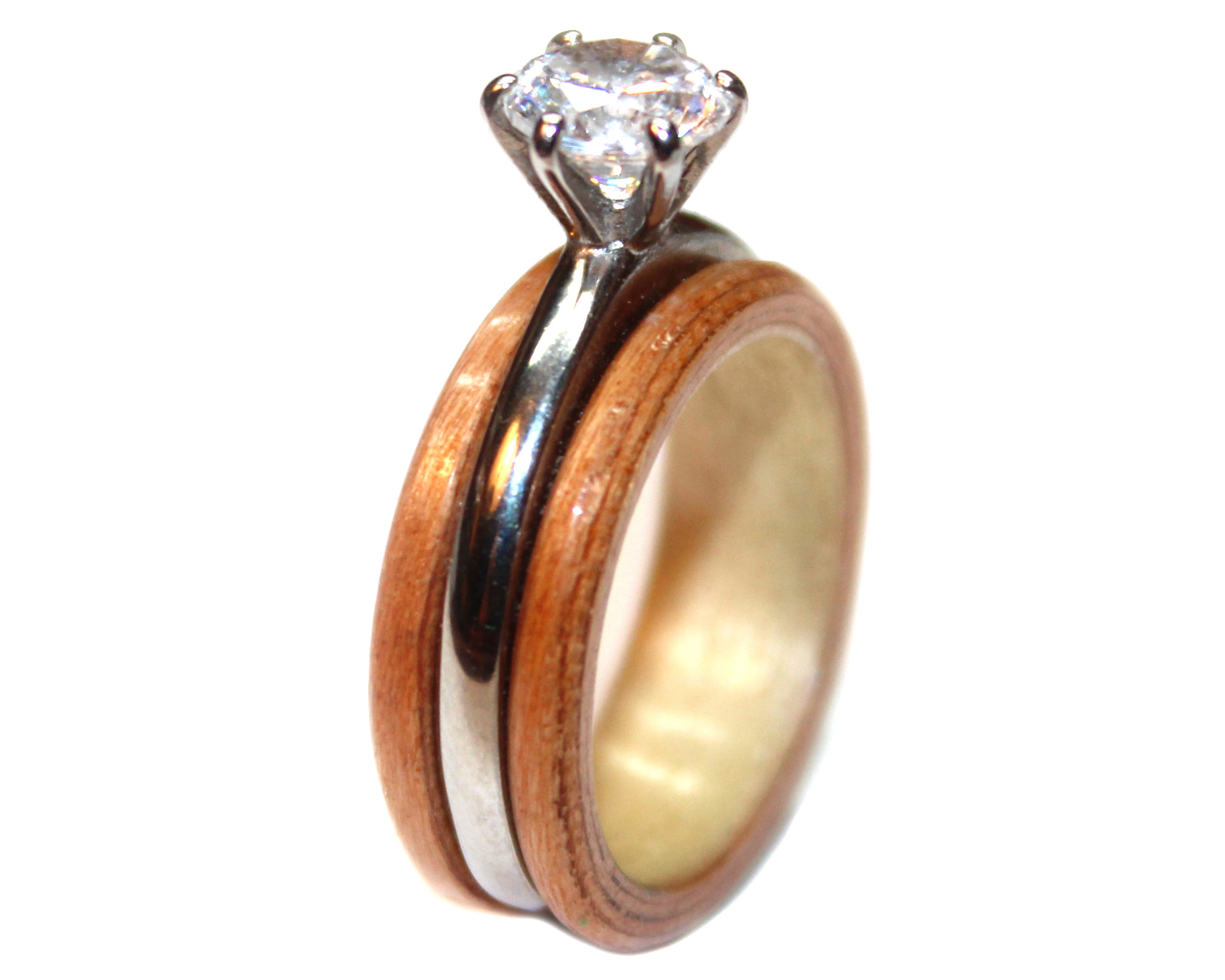 Mahogany and Diamond Wooden Wooden Rings