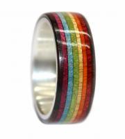 rainbow pride wooden wedding ring