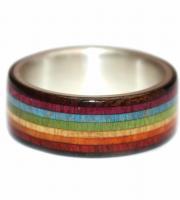 rainbow pride wooden ring