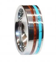 polished tungsten with deer antler, turquoise and koa wood