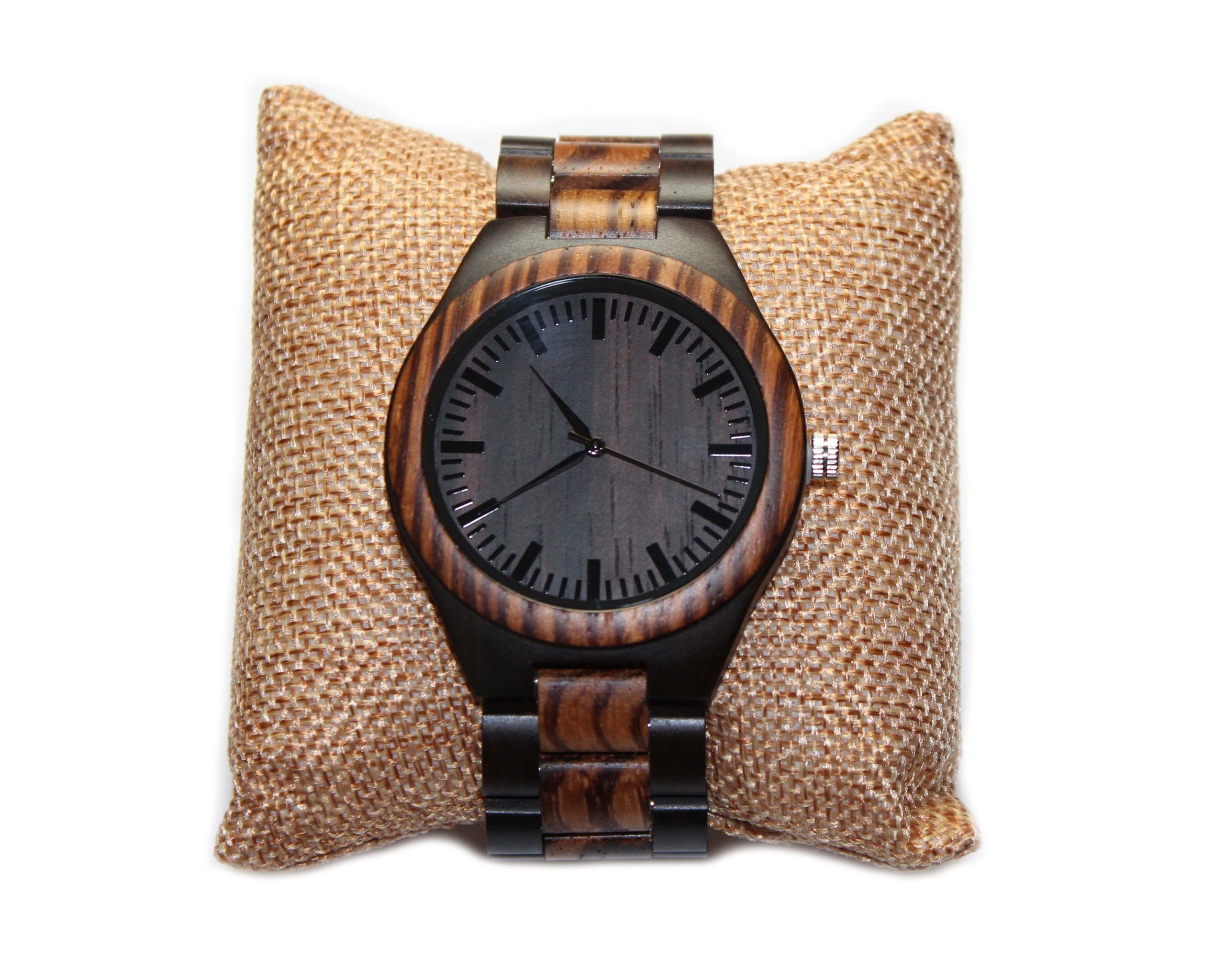 Zebrawood and Blackwood Wood Watch Wooden Rings